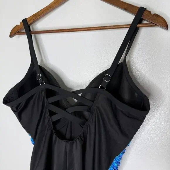 Miraclesuit Temptation Swimsuit Size 12 One Piece Tummy Control Black Ruched